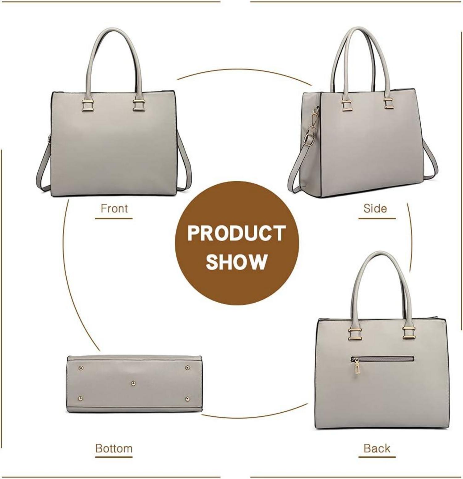 Elegante Miss Lulu Damen Umhängetasche Schultertasche A4 Retro Grau