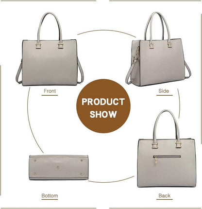 Elegante Miss Lulu Damen Umhängetasche Schultertasche A4 Retro Grau