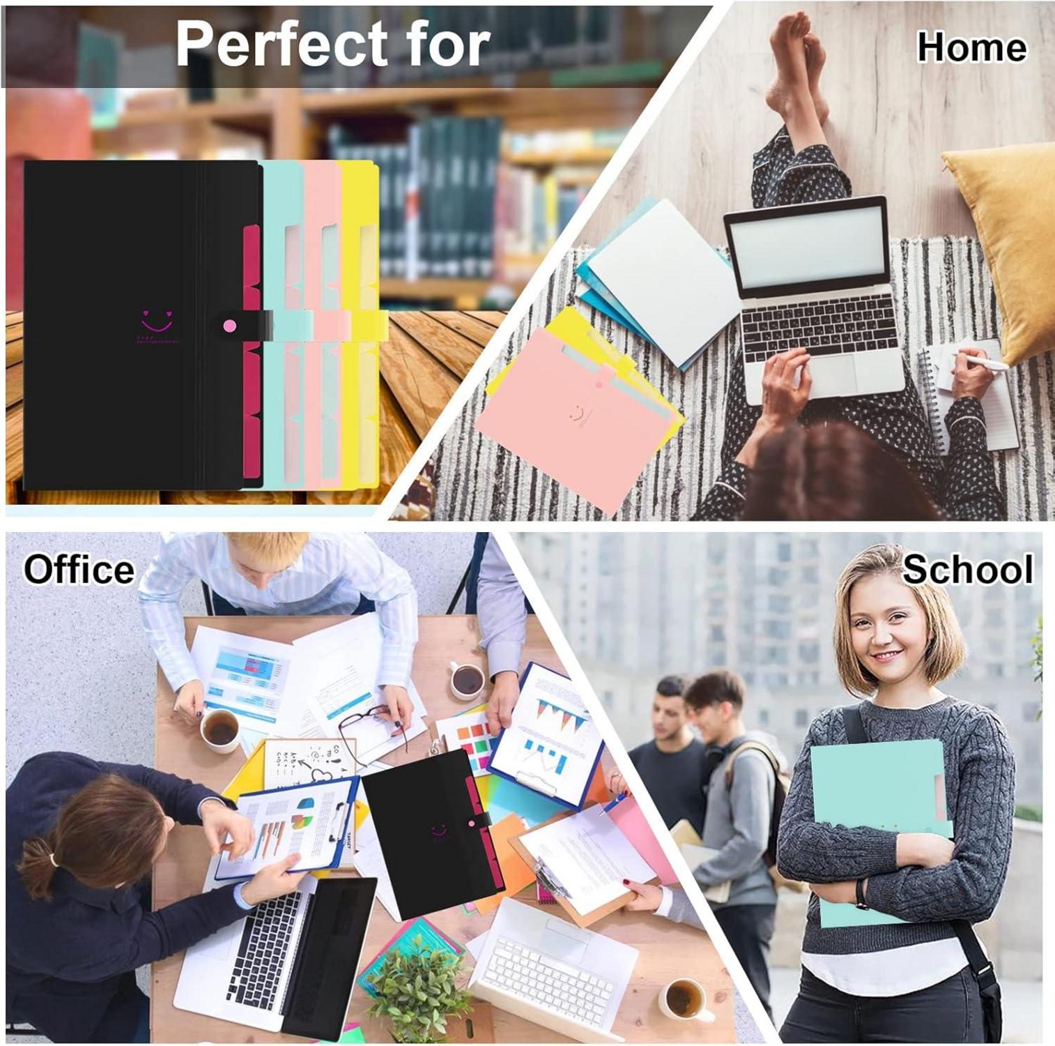 Fächermappe A4 Dokumentenmappe Erweiterbar Tragbar Ordner 5 Taschen Schwarz