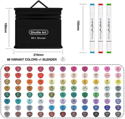 Dual Tip Alkohol Marker Set, 88 lebendige