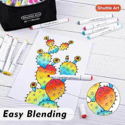 Dual Tip Alkohol Marker Set 88 bunte Shuttle Art Stifte Illustration Skizzieren