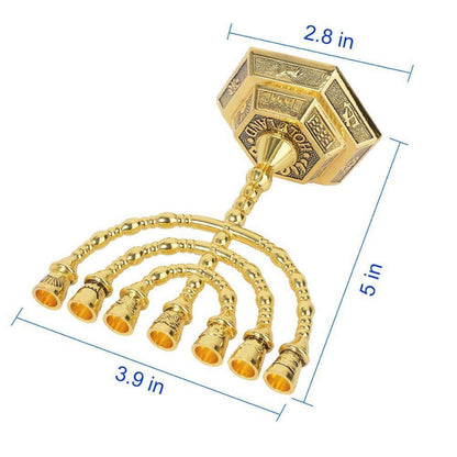 Menora Kerzenständer Gold 7-flammig 13cm mit 12 Stämmen Symbol