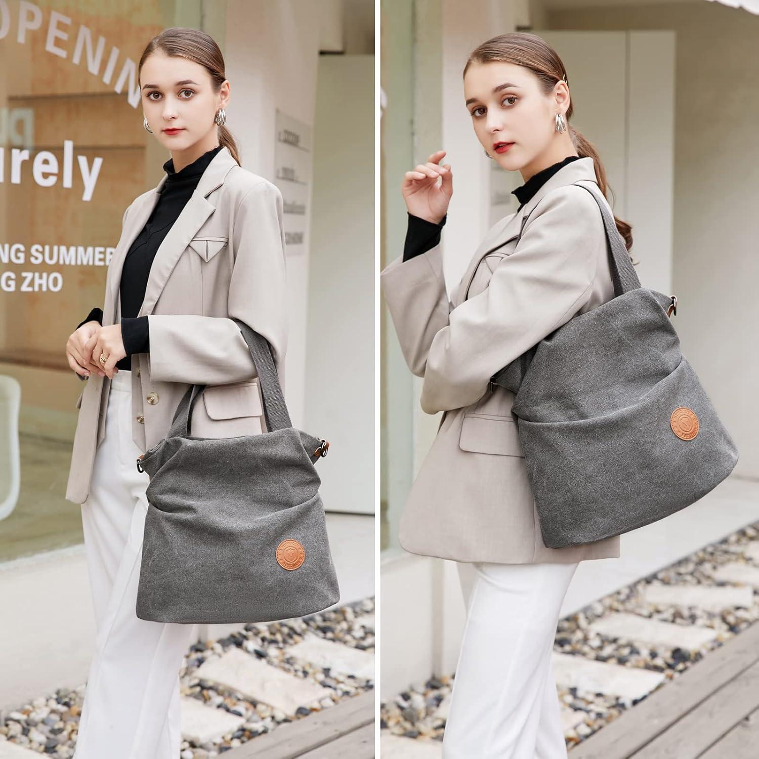 Myhozee Damen Canvas Umhängetasche Crossover Bag Strandtasche