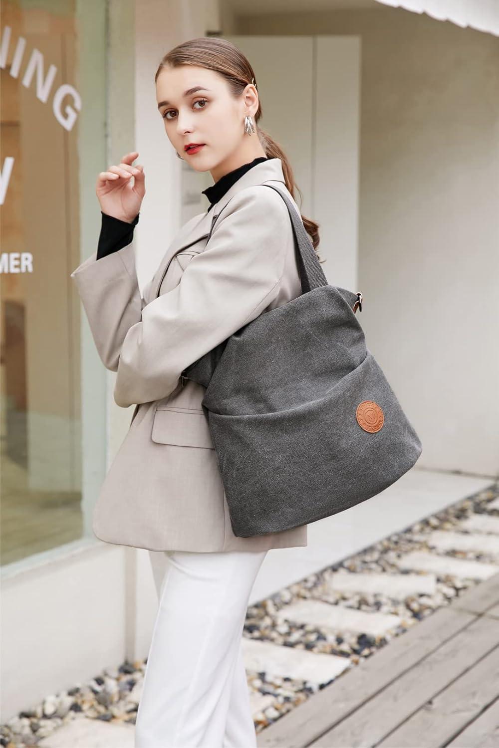 Myhozee Damen Canvas Umhängetasche Strandtasche Crossover Bag