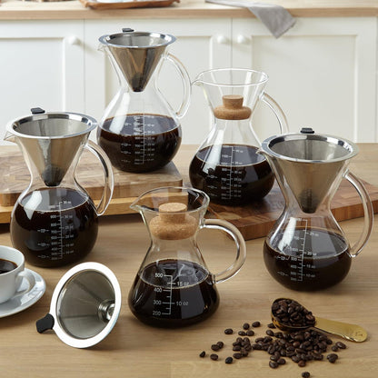 Apace Living Pour Over Kaffeebereiter 1L mit Glaskaraffe & Edelstahlfilter