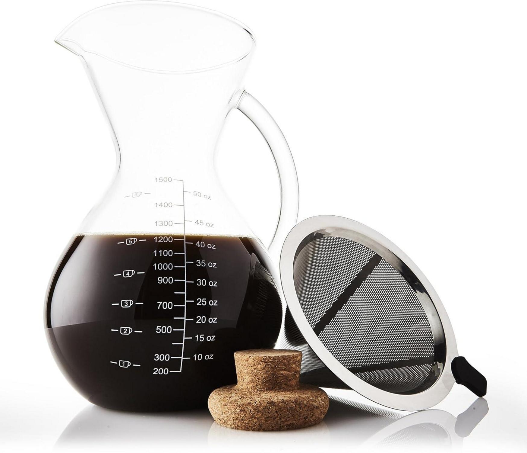 Pour Over Kaffeebereiter inkl. Kaffeeschaufel und Korkdeckel
