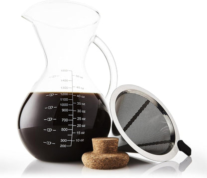 Pour Over Kaffeebereiter inkl. Kaffeeschaufel und Korkdeckel