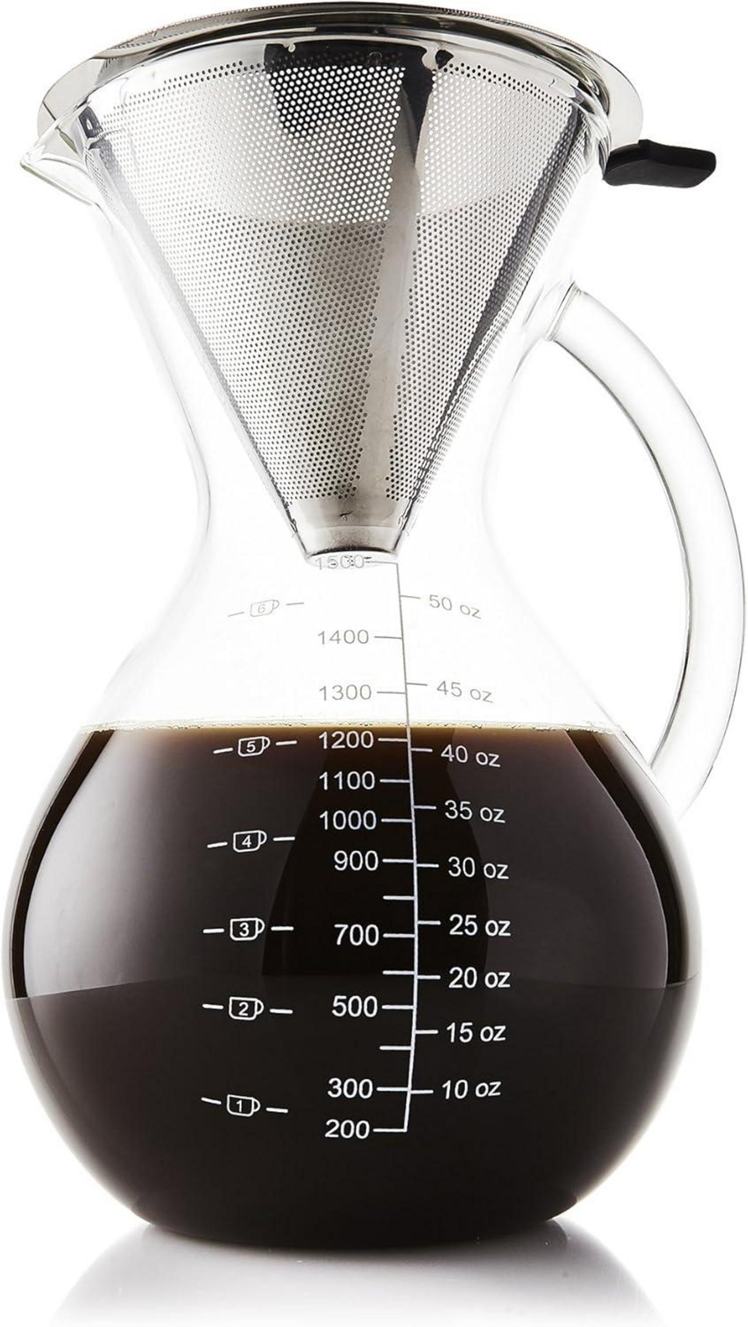 SultryBrew Pour Over Kaffeebereiter mit Glaskaraffe & Edelstahlfilter
