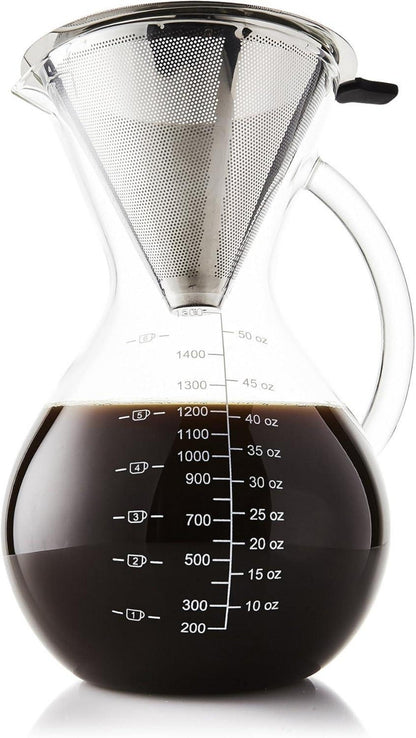 SultryBrew Pour Over Kaffeebereiter mit Glaskaraffe & Edelstahlfilter