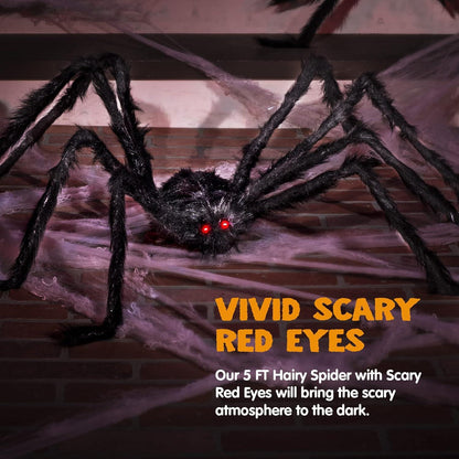 Gruselige Spinne mit roten Augen 152cm für Halloween Decor
