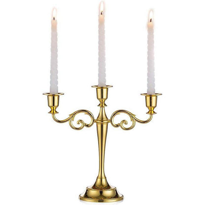 Hochwertiger Gold Kerzenständer Aluminium Legierung 3-armig