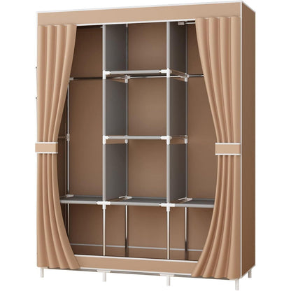 UDEAR Einfacher Stoff-Kleiderschrank Braun - Extra Boden
