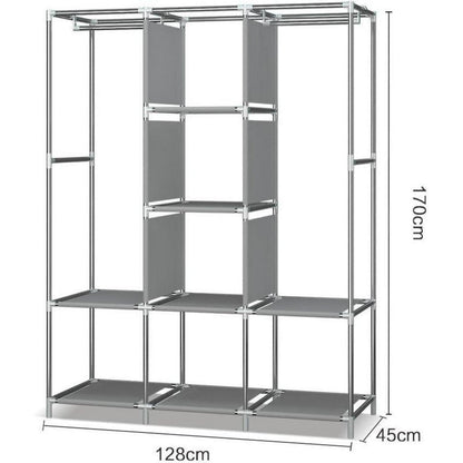UDEAR Einfacher Stoff-Kleiderschrank Braun - Extra Boden