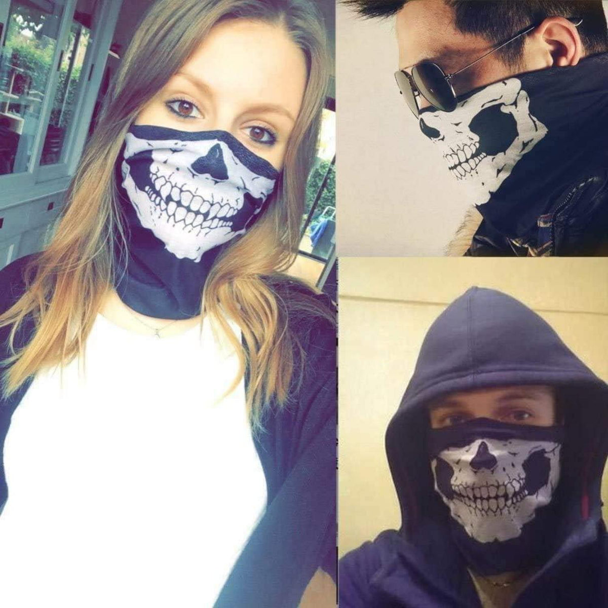 Motorradmaske Totenkopf-Design Halbmaske Ski Halloween Outdoor 2er-Pack