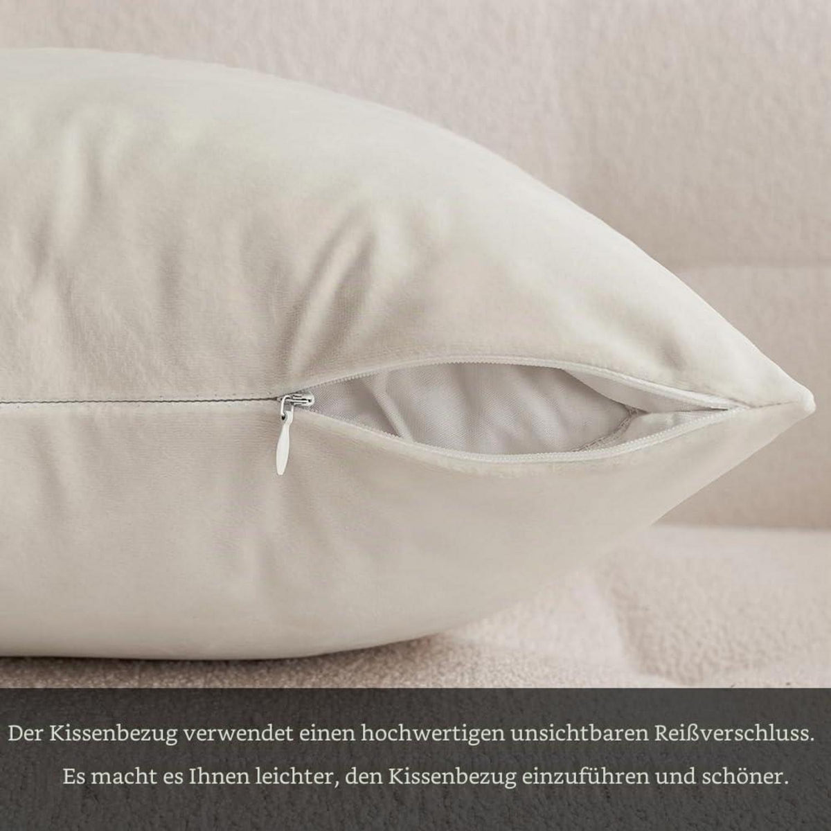 Samtkissenbezug 45x45 cm - 2er Set Cremeweiß