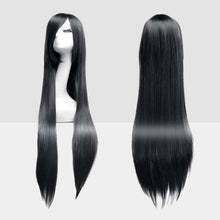 Perücke Schwarz 100cm Glatt mit Haarnetz - Cosplay Wig