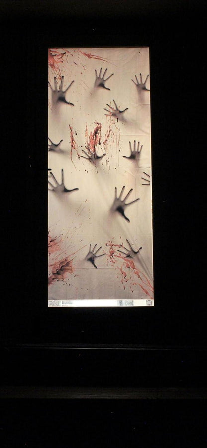 Halloween-Spukhaus-Deko: Fenstertürabdeckung Zombier hände 183x76cm