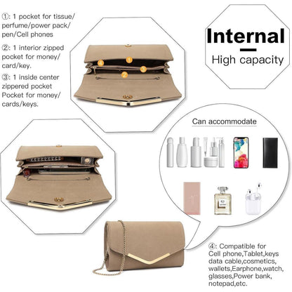 Miss Lulu Clutch Damen Abendtasche Elegante Kettentasche