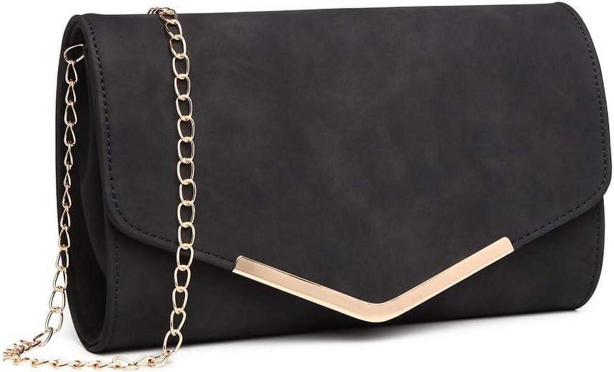 Damen Clutch Abendtasche Kettentasche Handtasche Schwarz
