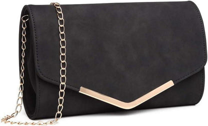 Damen Clutch Abendtasche Kettentasche Handtasche Schwarz