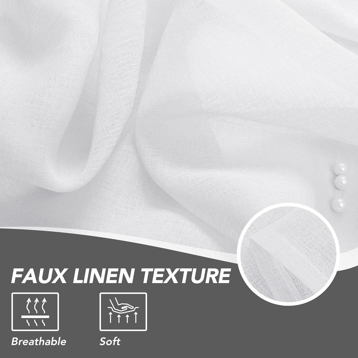Transparente Voile Gardine Leinenoptik 240x140 Weiß 2er Set