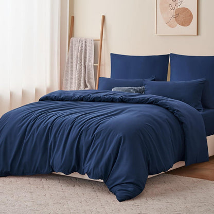 Bettwäsche 220x240 Blau Mikrofaser Weich & Bügelfrei