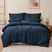 Bettwäsche 200x220 Blau 3tlg. Set Mikrofaser Bügelfrei Weich