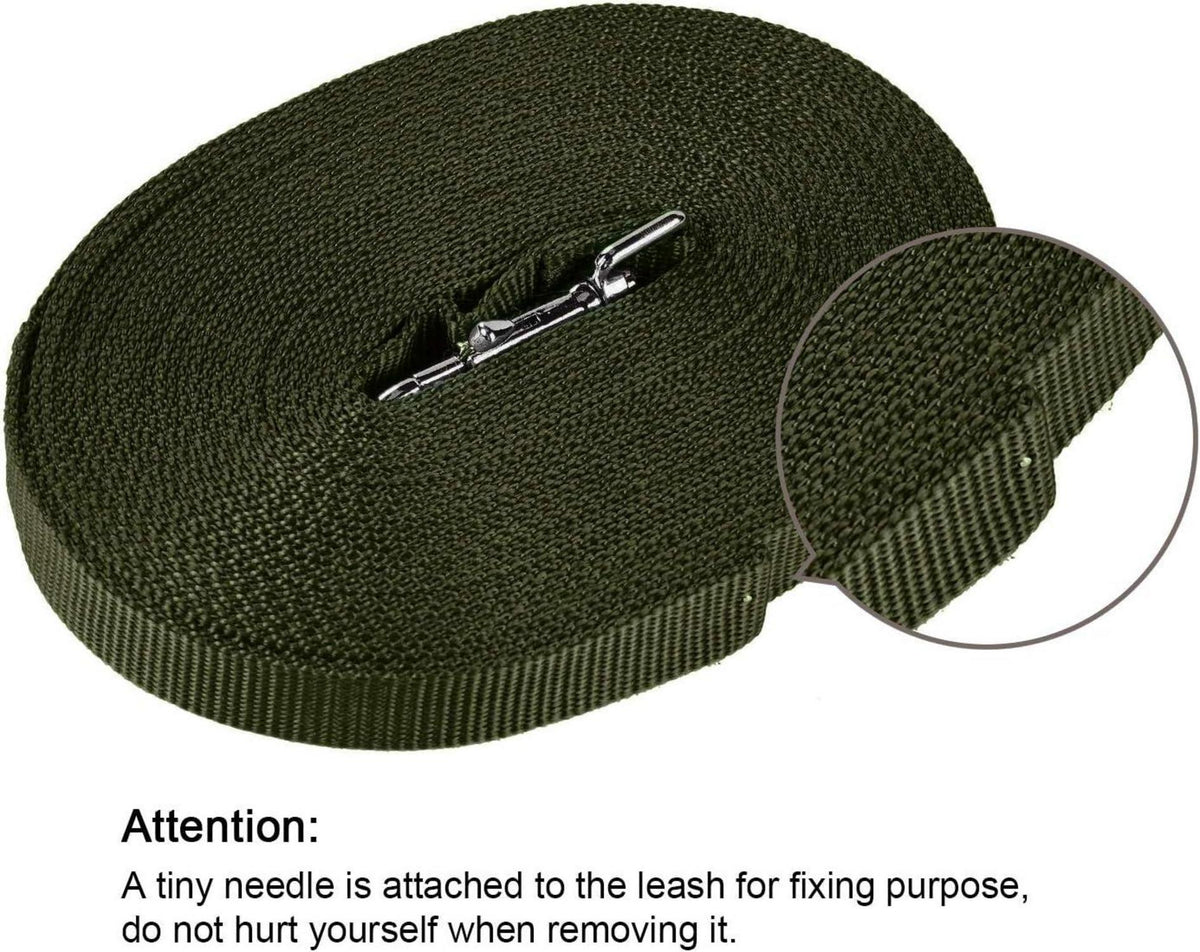 HAPPY HACHI Nylon Schleppleine für Hunde 20m Green - Robuste Trainingsleine mit D-Karabiner, Griffpolster - Große bis Kleine Hunde