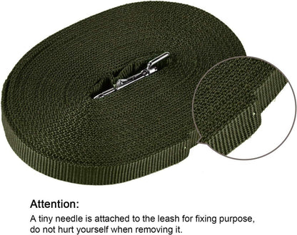 HAPPY HACHI Nylon Schleppleine für Hunde 20m Green - Robuste Trainingsleine mit D-Karabiner, Griffpolster - Große bis Kleine Hunde