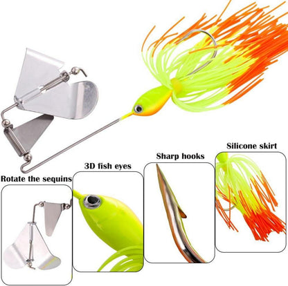 Buzzbait Spinnerbait Topwater Köder Barsch Hecht Angeln 4er