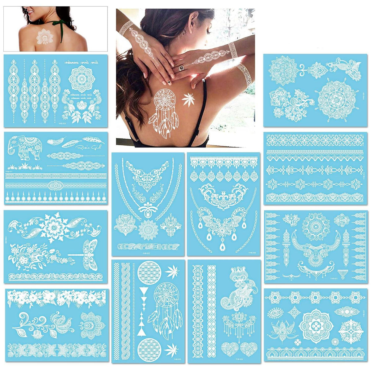 Temporäre Tattoos Körperkunst Wasserdicht Mädchen Frauen Urlaub (12