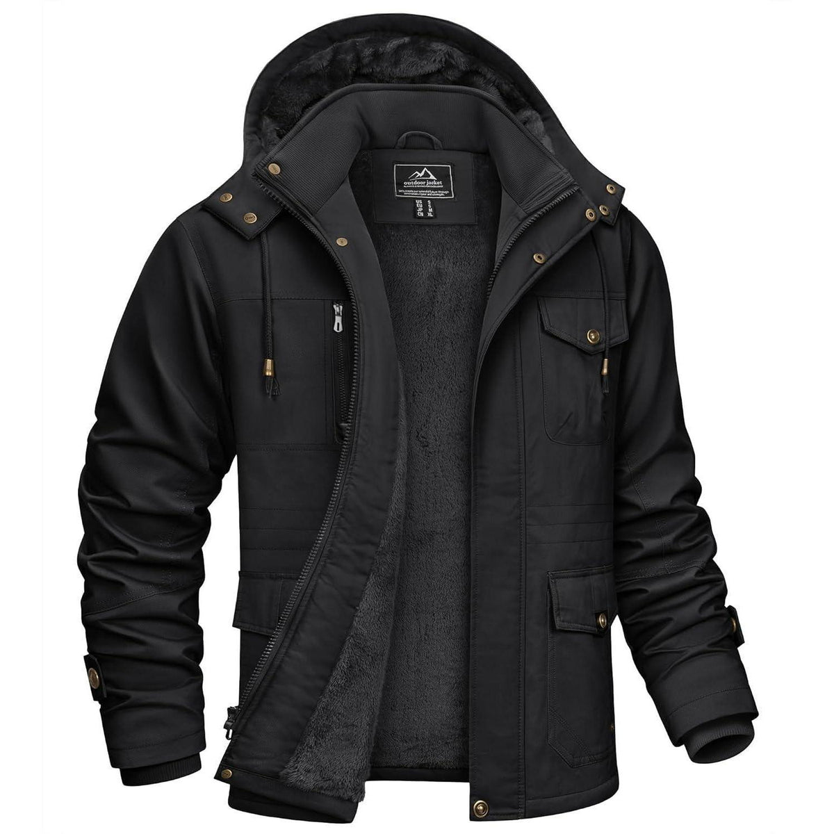 Herren Winterparka mit Kapuze – Warm gefüttert & Vieltaschen
