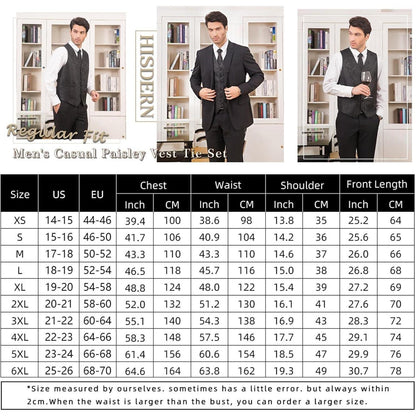 Herren Jacquard Weste Krawatte Einstecktuch Set Schwarz Seide