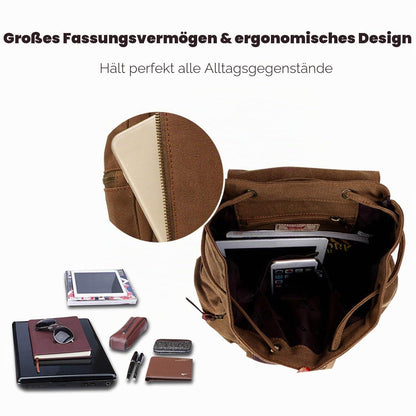 Leinwand Rucksack 15.6 Zoll Laptop Daypack Grau