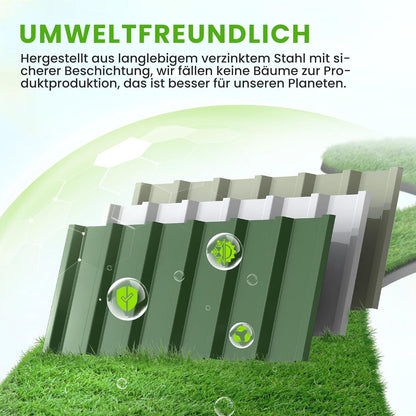 Hochbeet Kit 258x90x30cm verzinkt Garten Pflanzkasten T-Etiketten Handschuhe Grün