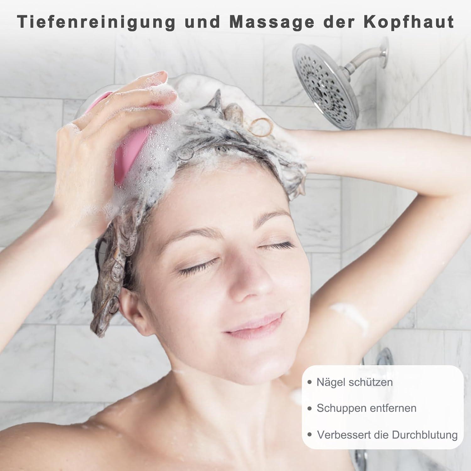 Kopfhaut Massagebürste Shampoo Haarbürste für Peeling und Kopfmassage, Rosa