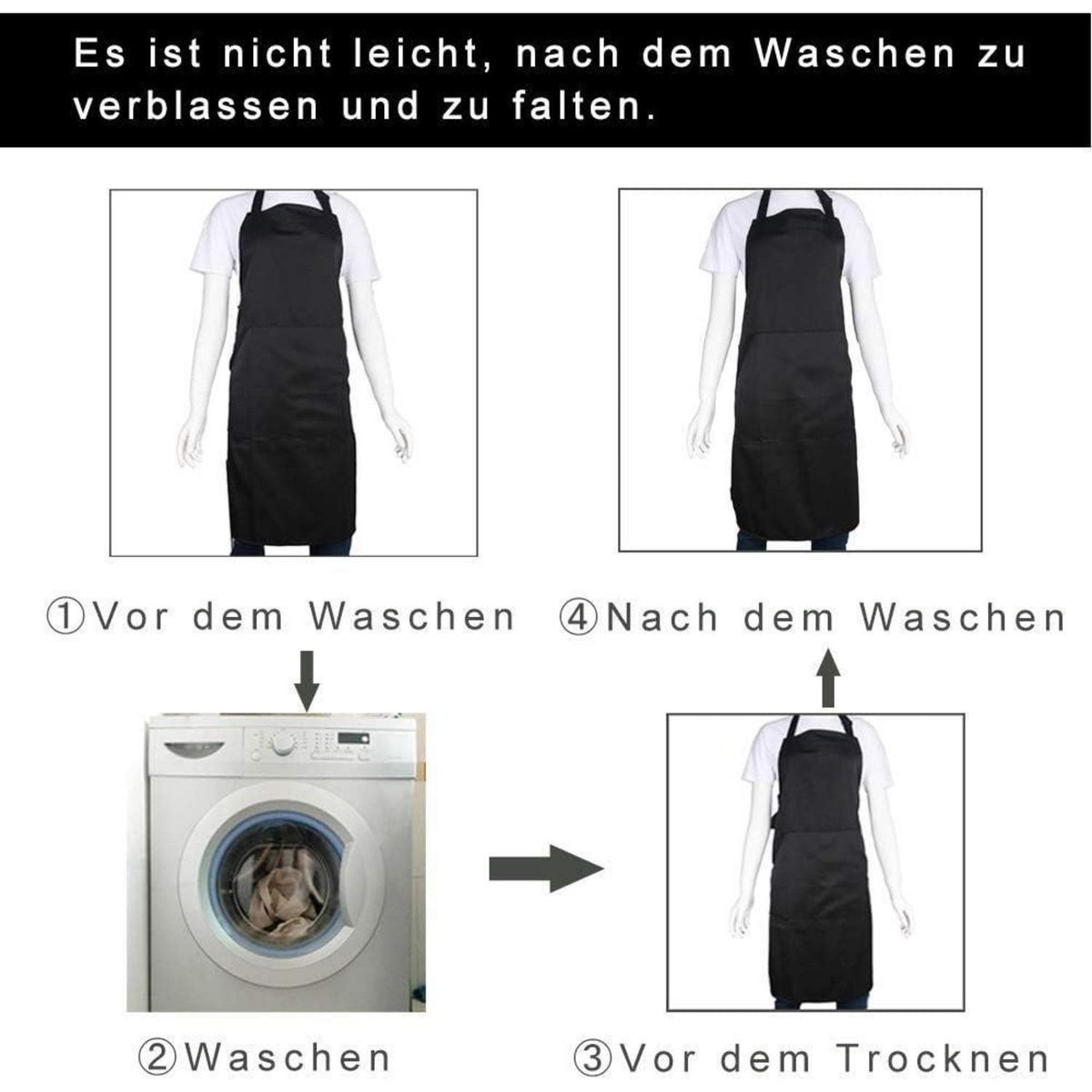 Verstellbare Kochschürze mit Tasche – Marineblau, XL