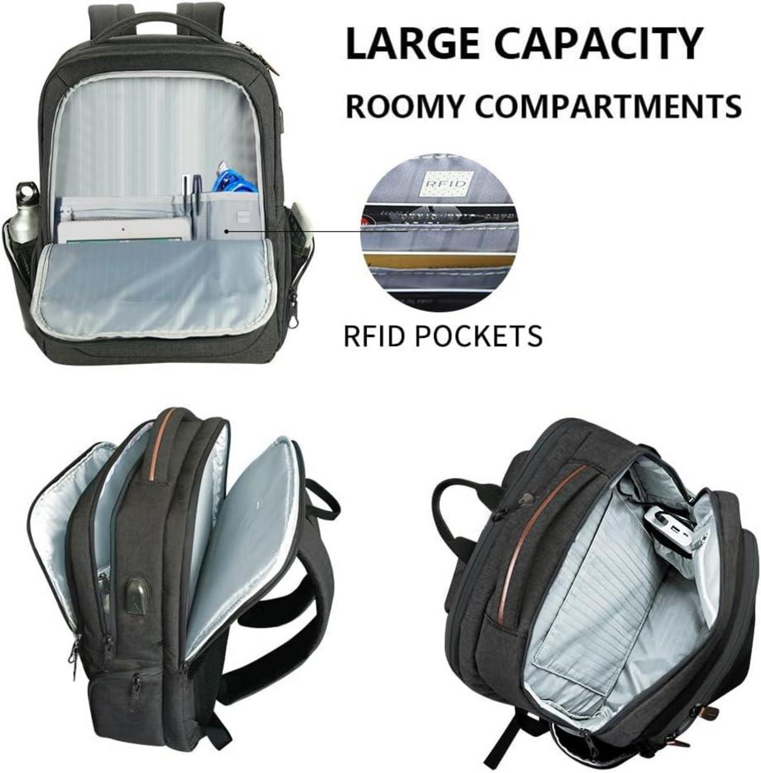 KROSER Laptop Rucksack 17,3 Zoll Handgepäck Schwarz Waterproof