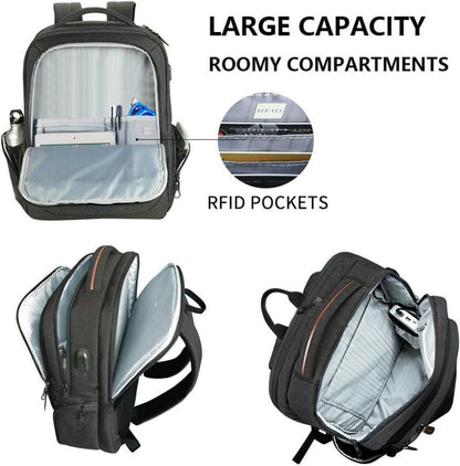KROSER Laptop Rucksack 17,3 Zoll Handgepäck Schwarz Waterproof