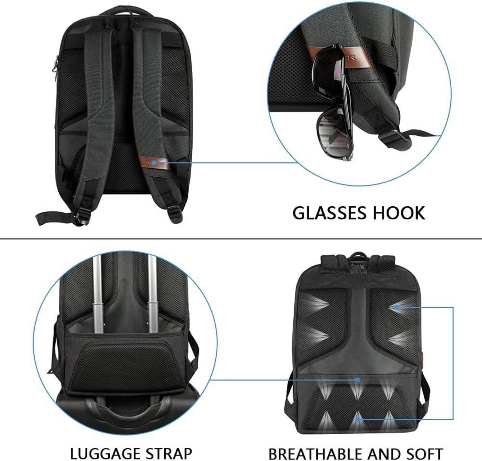 Laptop Rucksack 17,3 Zoll Reiserucksack Handgepäck USB Schwarz