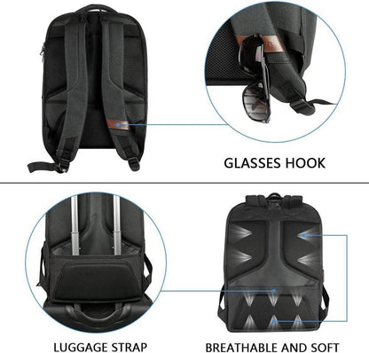 Laptop Rucksack 17,3 Zoll Reiserucksack Handgepäck USB Schwarz