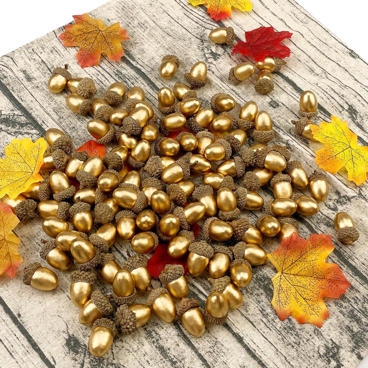 50 Stück Künstliche Eicheln Goldene Eicheln natürliche Eichelkappe