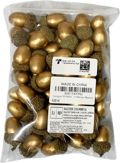 Künstliche Goldene Eicheln für Dekoration, Haus, Küche, Weihnachten - 50 Stück