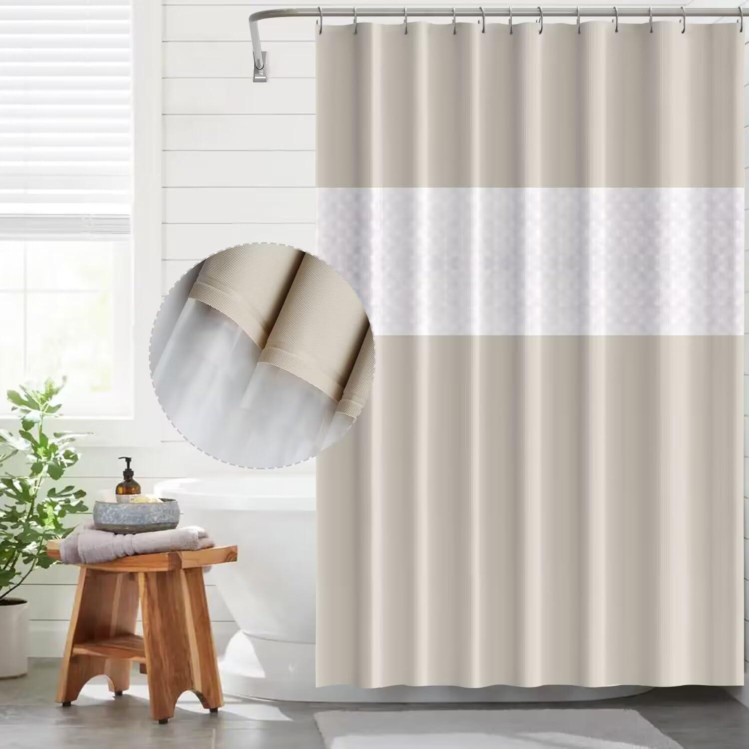 Duschvorhang Beige 180x200 cm Anti-Schimmel Wasserdicht