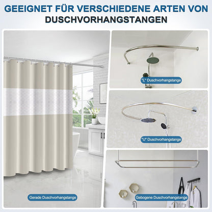 Duschvorhang Beige 180x200cm Eva Antischimmel Wasserdicht 12 Ringe