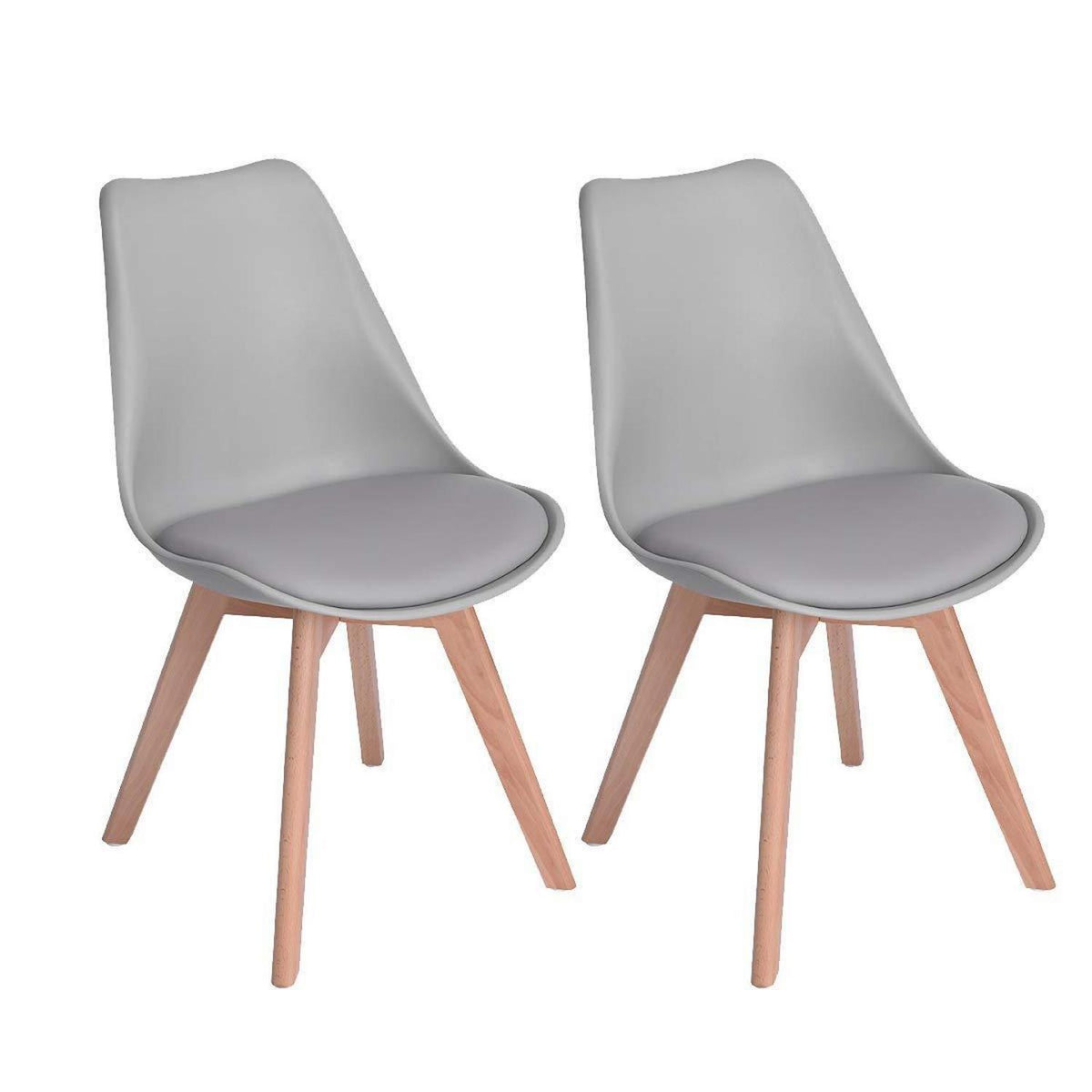 2 Esszimmerstühle Grau, Buche Holzbeine, Retro Design