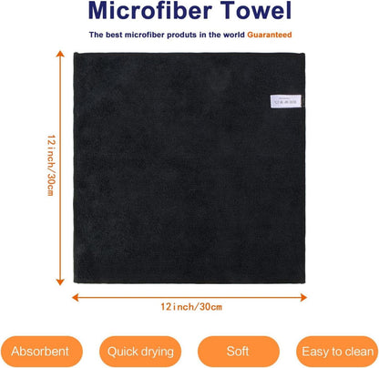Microfasertücher 20 Stück Schwarz 30x30cm Haushaltstücher