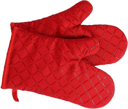 Premium hitzebeständige BBQ und Ofenhandschuhe mit Silikon, rot