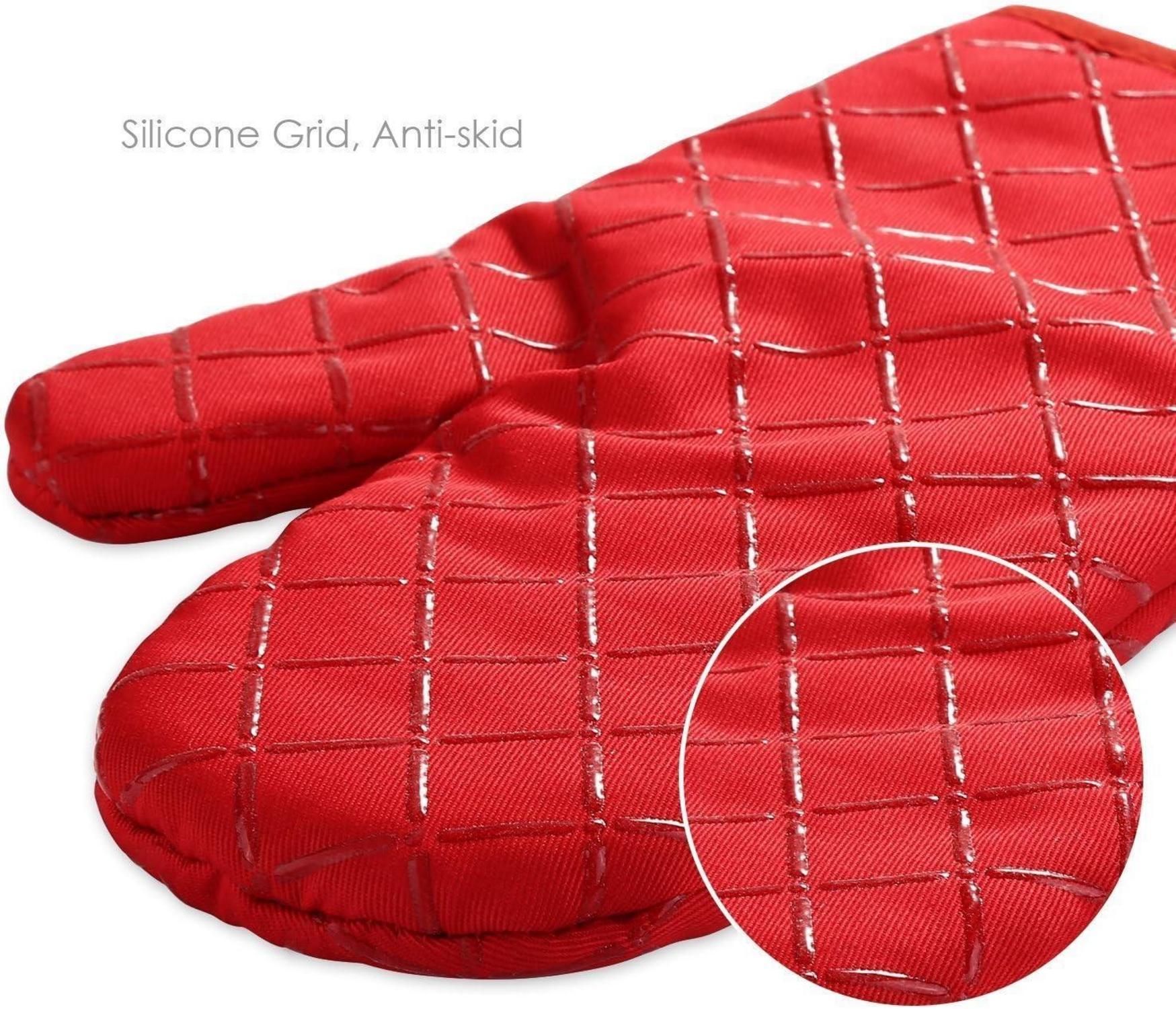 Anti-Rutsch Ofenhandschuhe Silikon Grill BBQ Handschuhe bis 240°C rot