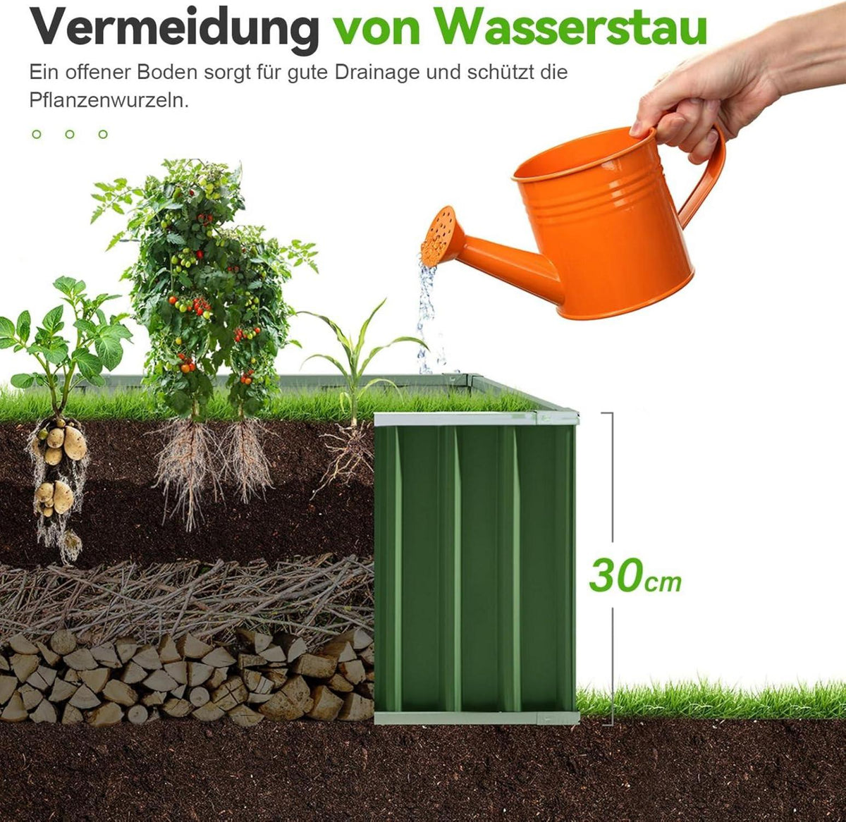 Hochbeet Metall 174x90x30cm Pflanzkübel Blumenkasten Garten Verzinktem Stahl